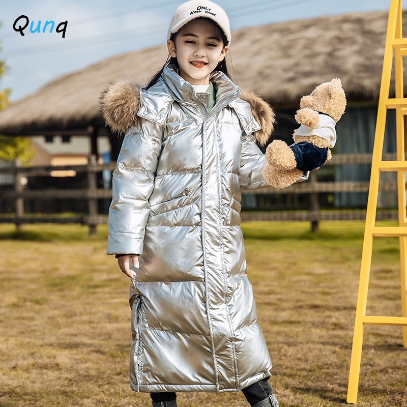 Qunq Winter Boys And Girls Solid Coating Hooded Fu..